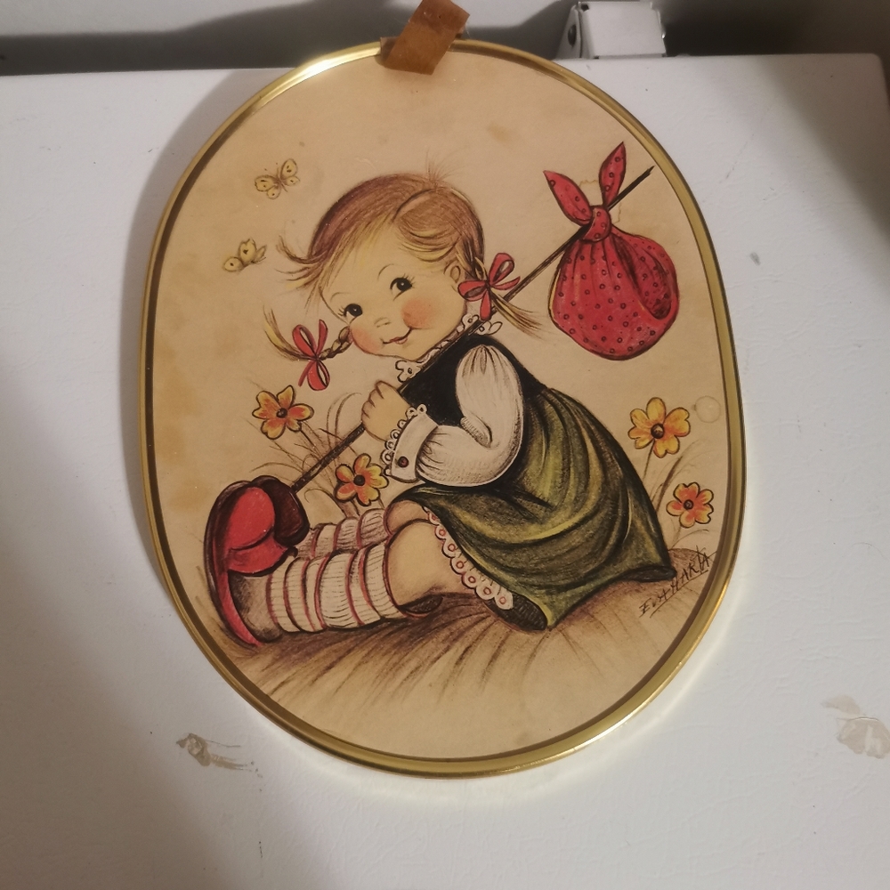 Adorable Antique Wall Art School Children lot of 2 - Picture 4 of 4